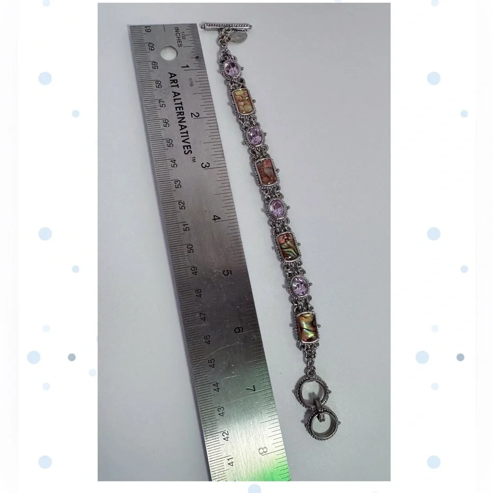 Cookie Lee Abalone Shell Rhinestone Bracelet